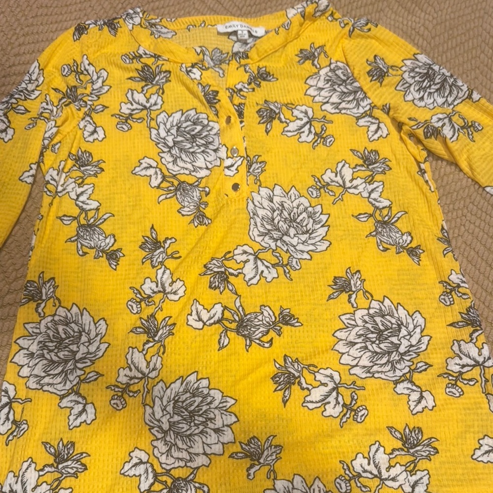 Cat & Jack Yellow Long Sleeve Floral Tee